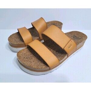 REEF Cushion Vista Hi Women's 8.5 Natural Platform Sandals Cork Leather